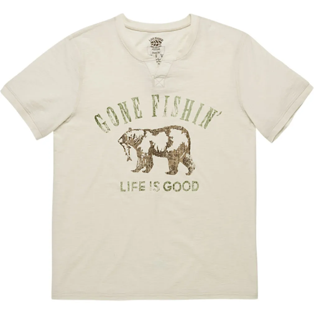 Bear Organic Split Neck T-Shirt by Life is good