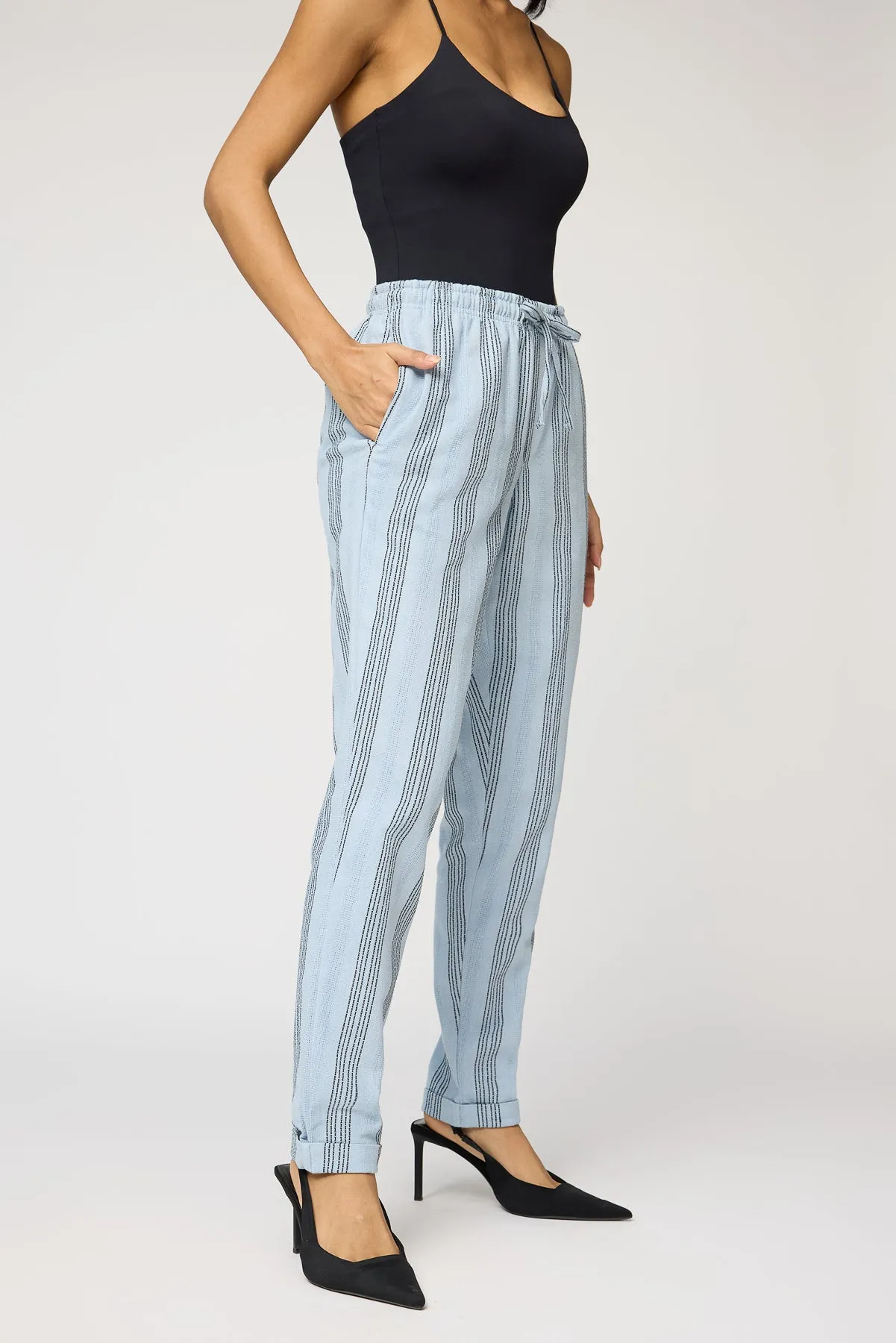 Blue Luxe and Black Stripe Pants