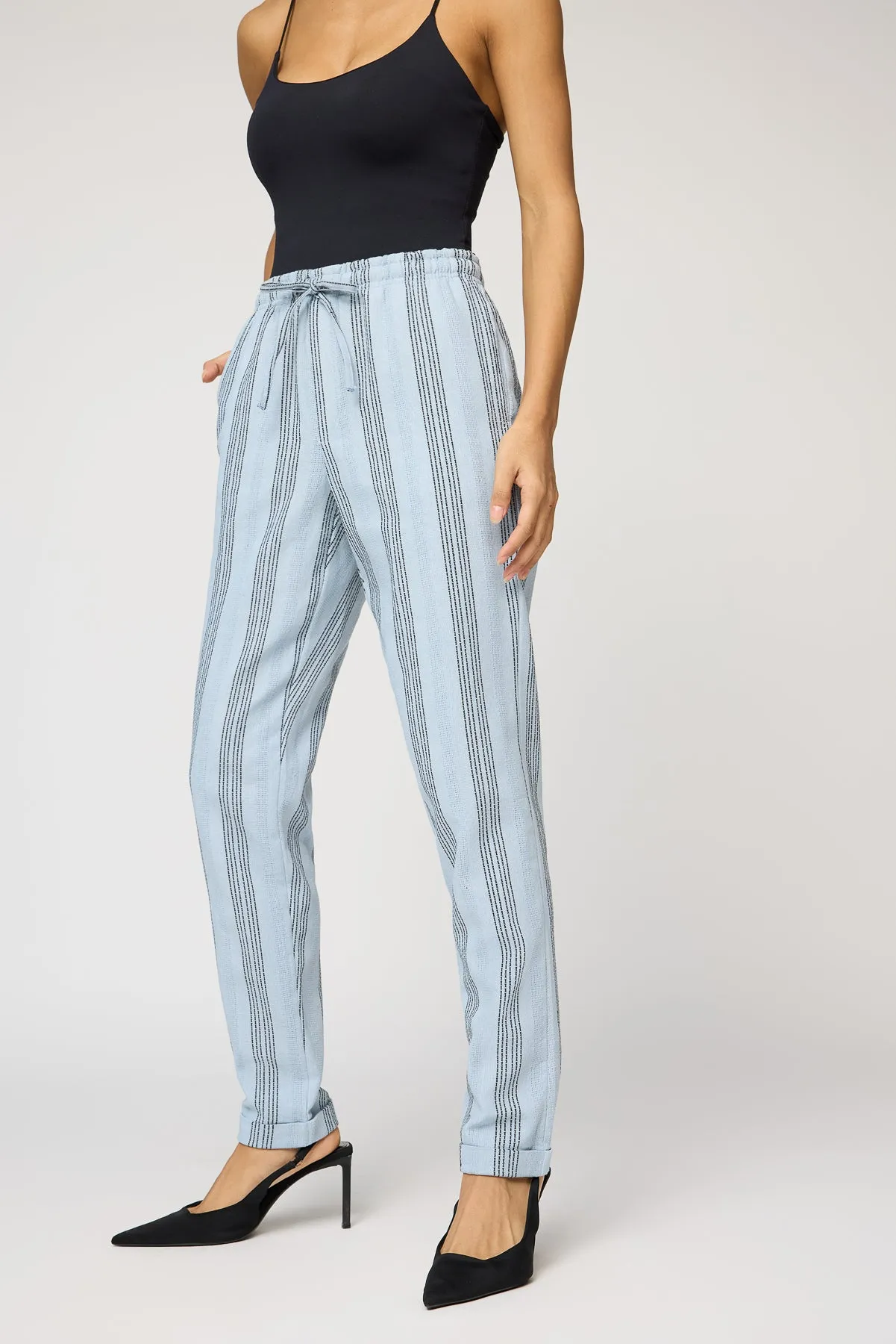 Blue Luxe and Black Stripe Pants