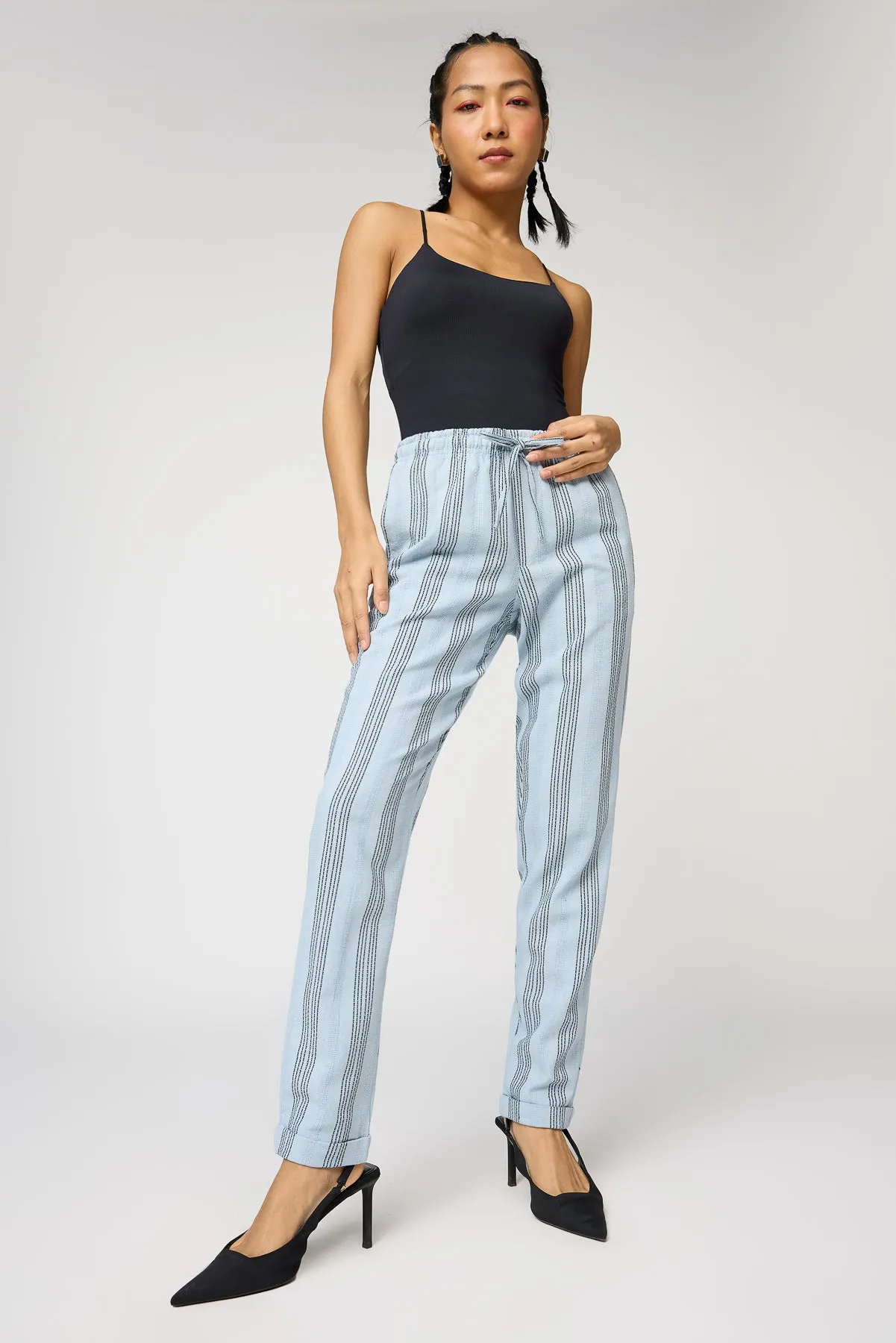 Blue Luxe and Black Stripe Pants