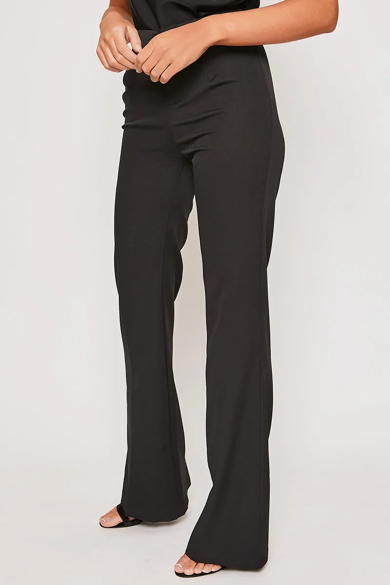 Brigitte - Black Tailored High Waisted Flare Trousers