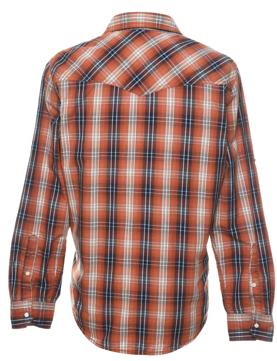 Brown Checked Shirt - S