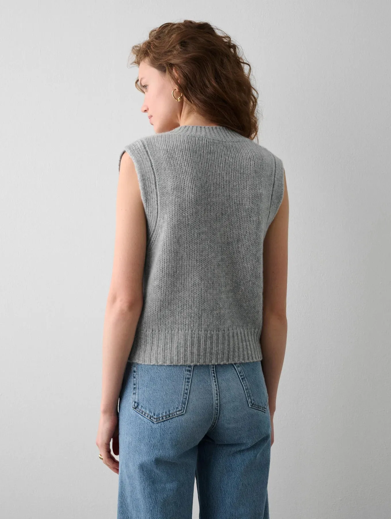 Cashmere Button Vest - Heather Grey