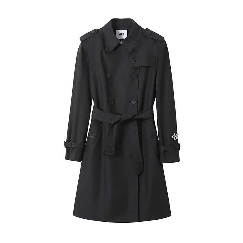 Classic Double-Breasted Trench Coat: Elegant Belted Outerwear for Women