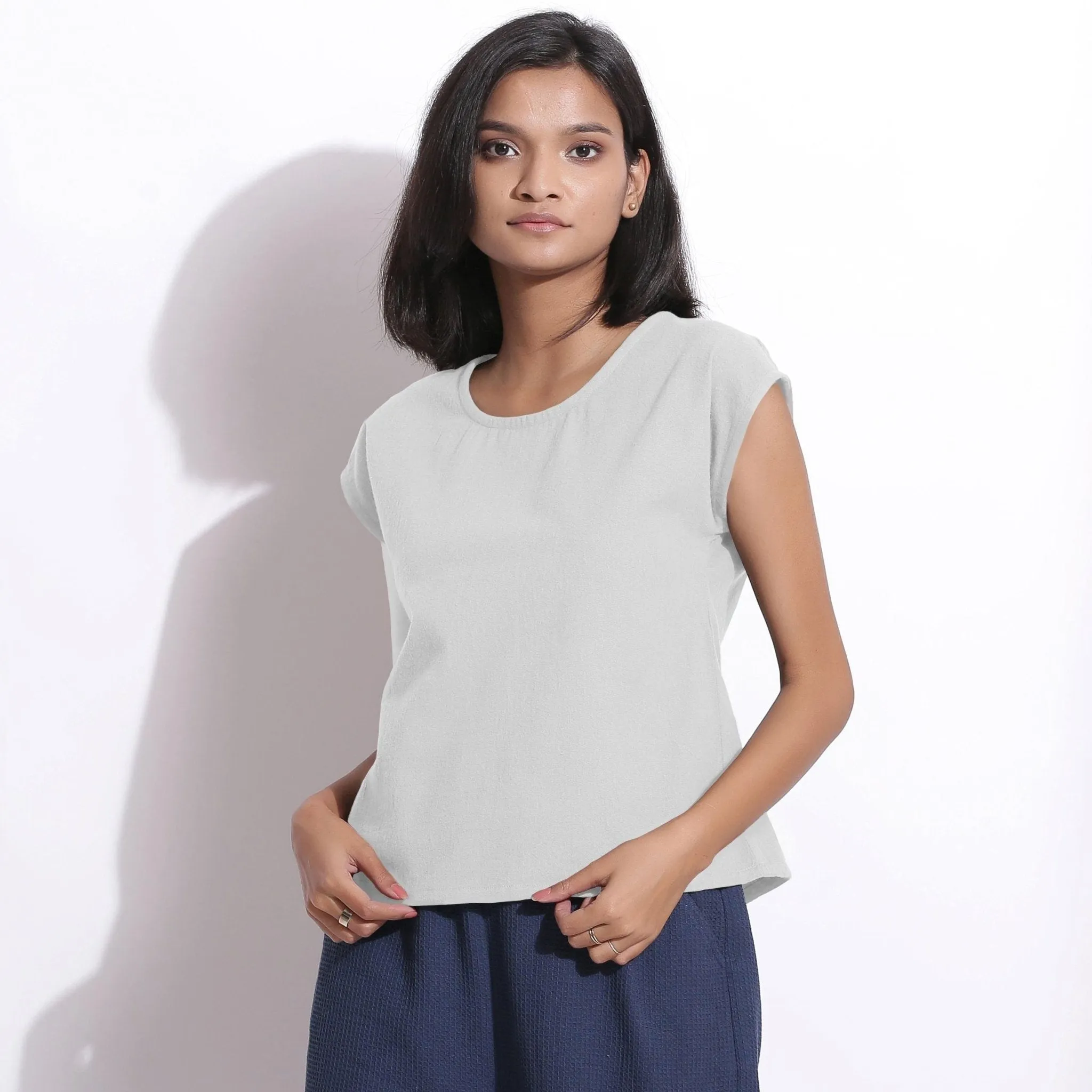 Cloudy Grey Warm Cotton Flannel Essential Top