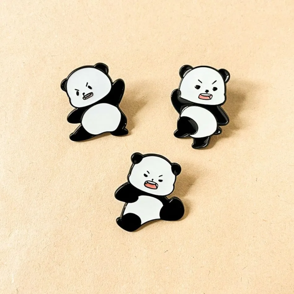 Cute Panda Enamel Pins Set of 3