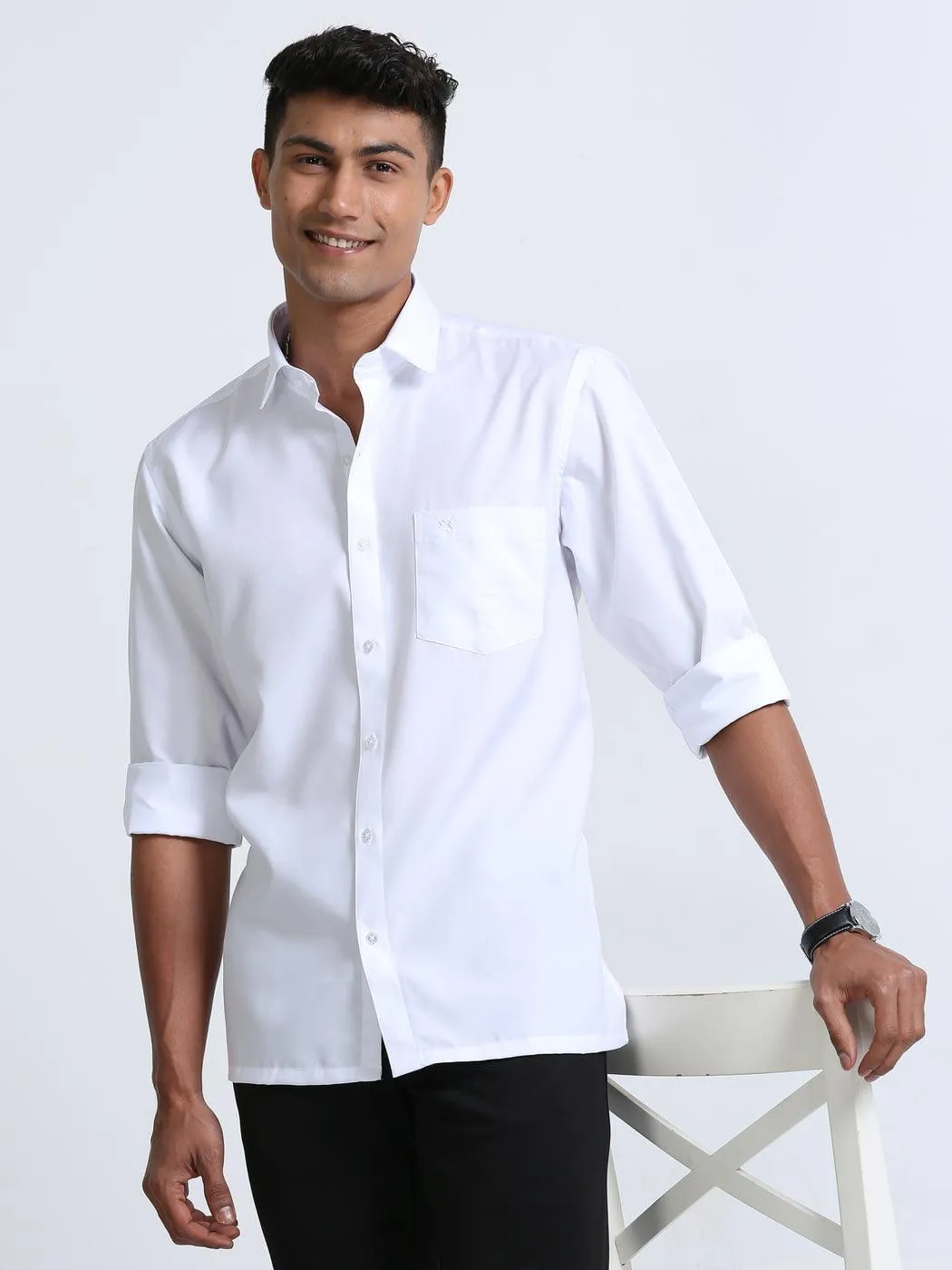 Fine Cotton Oscar White Shirt Full Sleeve