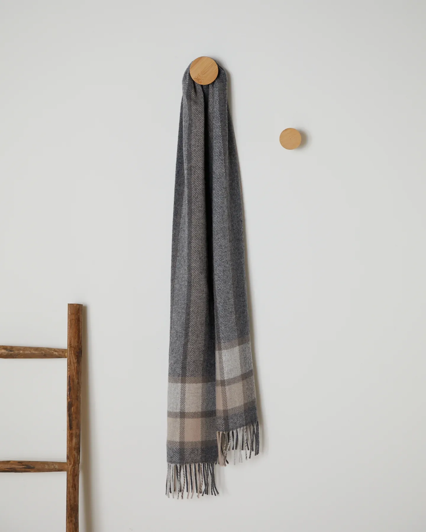 Foxford Grey Check Border Lambswool Scarf