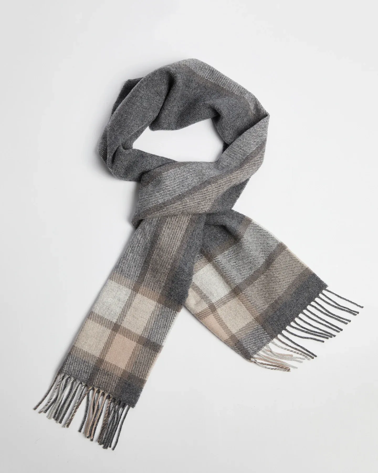 Foxford Grey Check Border Lambswool Scarf