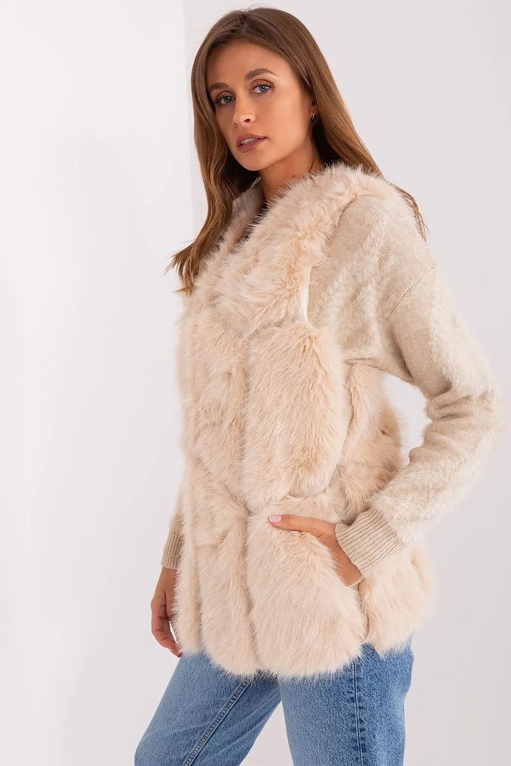 Hook Closure Plush Furry Vest