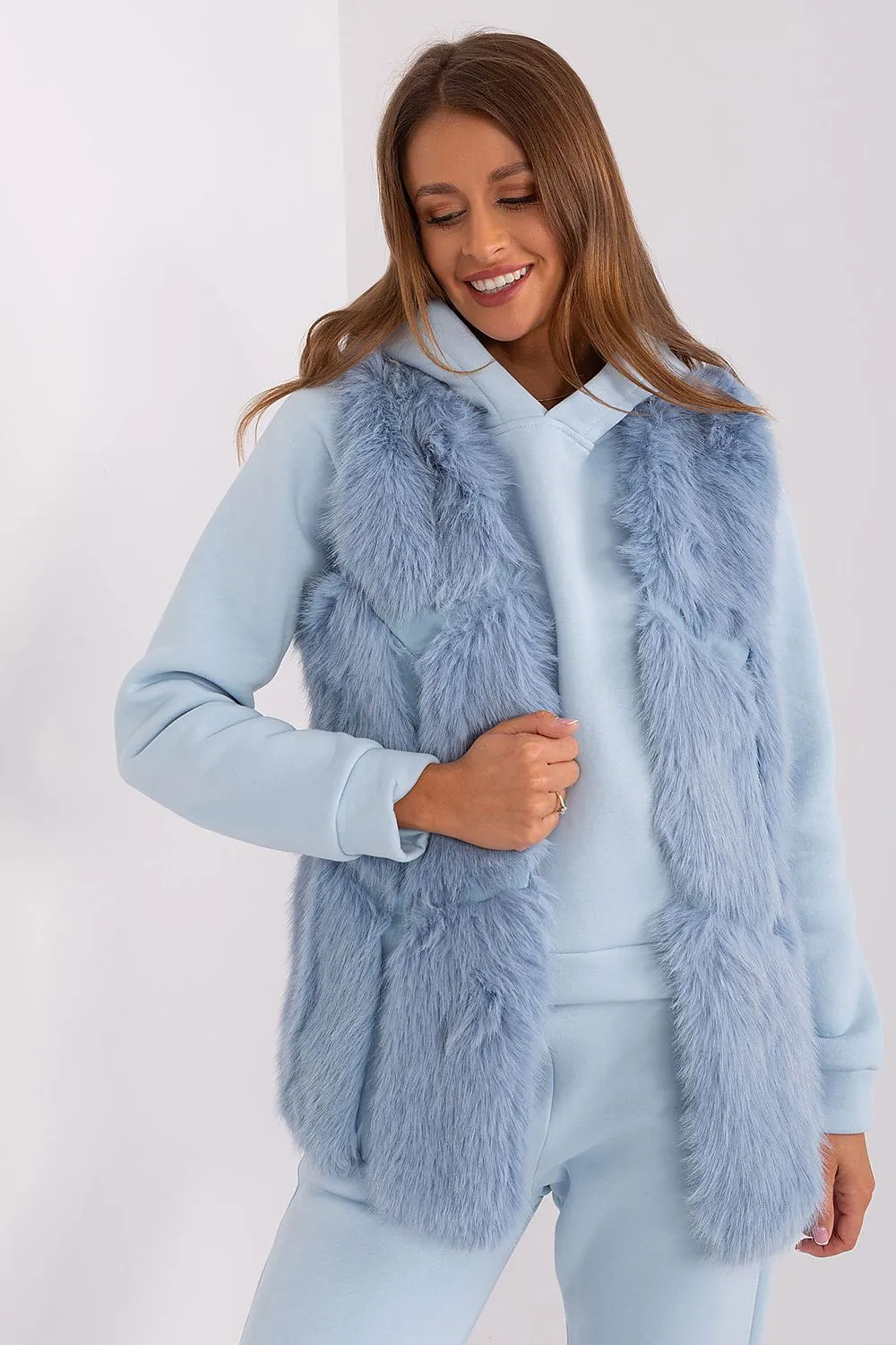 Hook Closure Plush Furry Vest