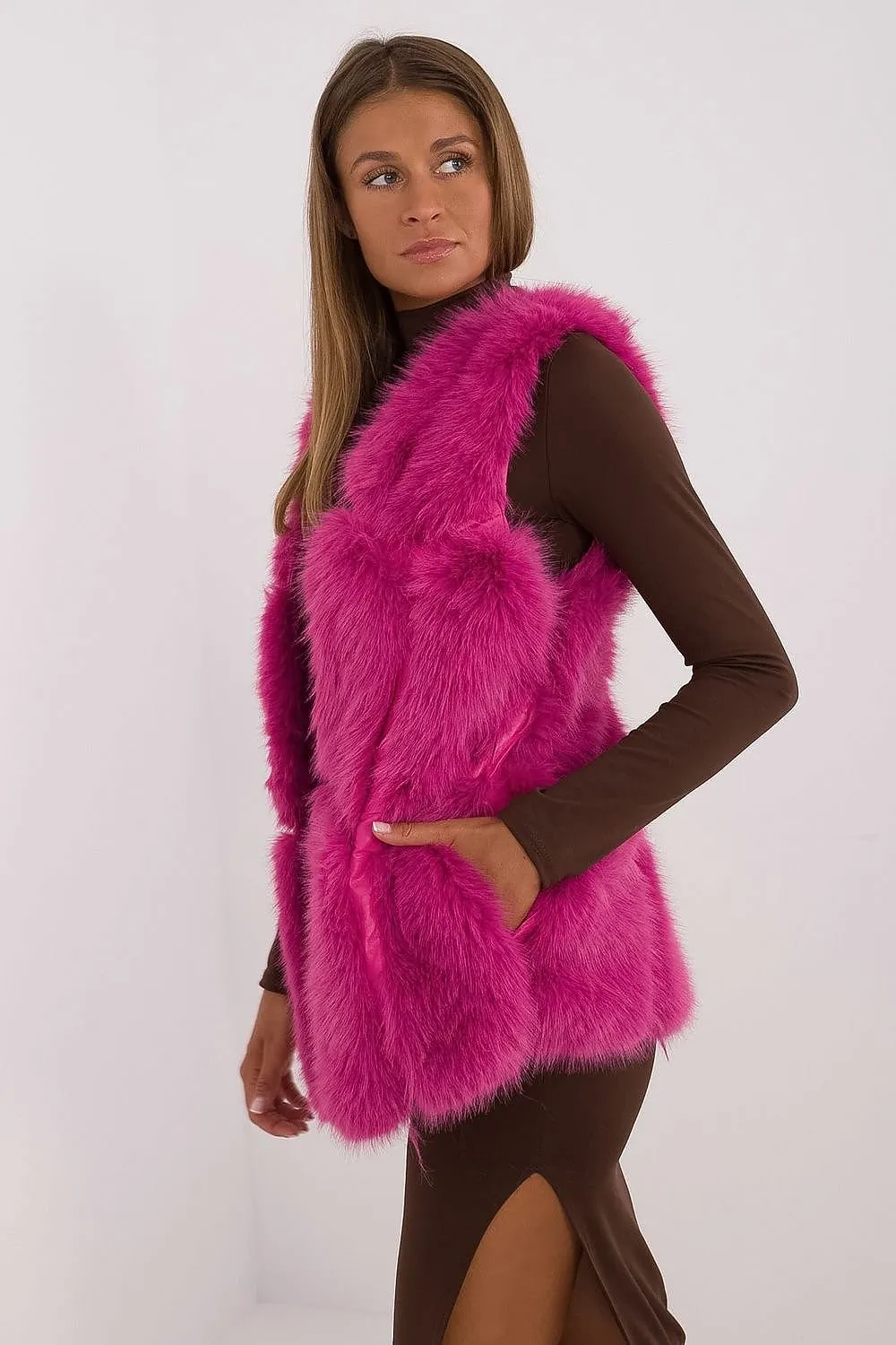 Hook Closure Plush Furry Vest