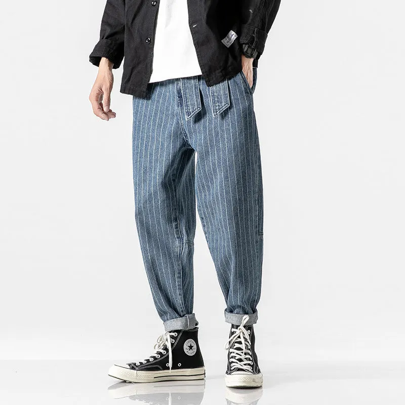 Japanese Style Loose-Fit Striped Pants