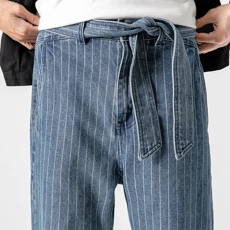 Japanese Style Loose-Fit Striped Pants