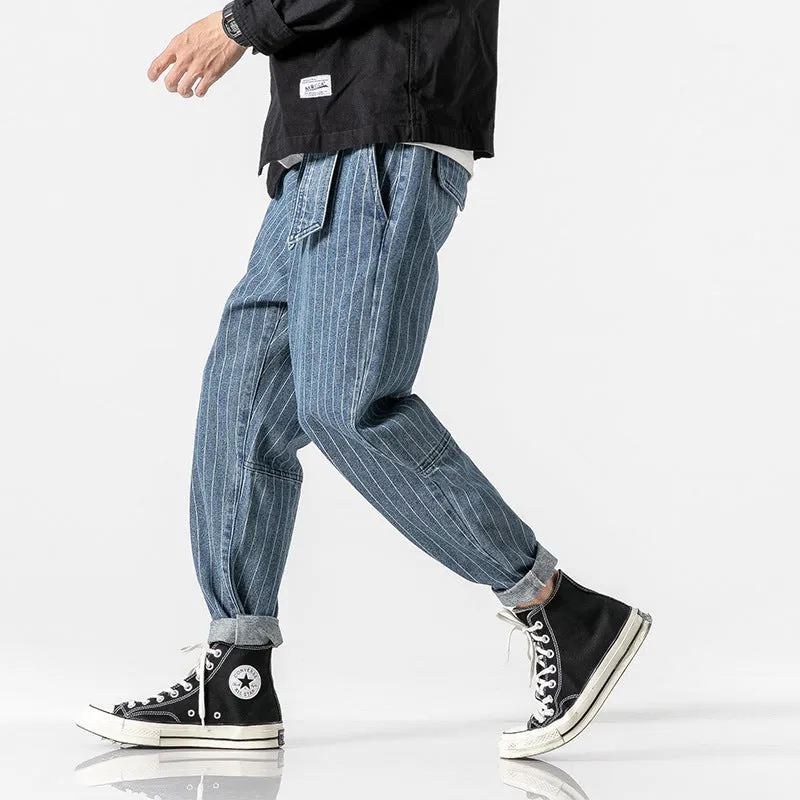 Japanese Style Loose-Fit Striped Pants