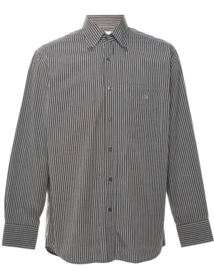 Lacoste Grey & Brown Striped Classic Shirt - L