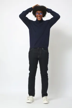 Merino Wool Sport Turtleneck - Navy