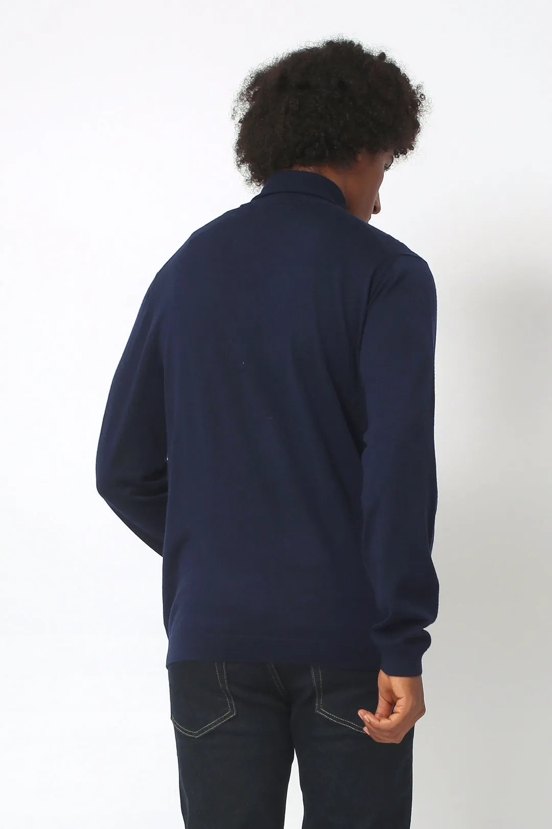 Merino Wool Sport Turtleneck - Navy