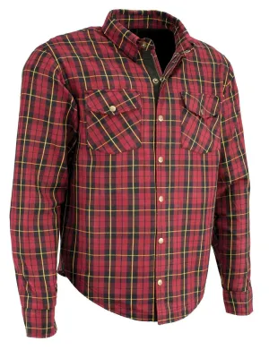 Milwaukee Leather MPM1632  Men's Armored Checkered Flannel Biker Shirt w/ Aramid® by DuPont™ Fibers