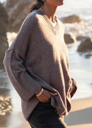 Montauk V-Neck Sweater in Antler