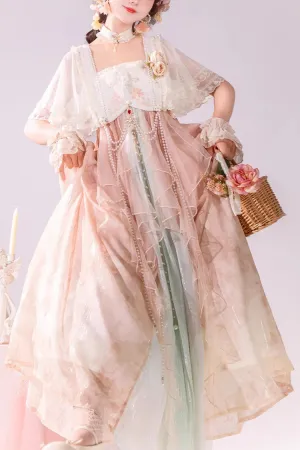 Multi-Color Ruffle Lace Sweet Chinese Style Elegant Princess Lolita Jsk Dress Set