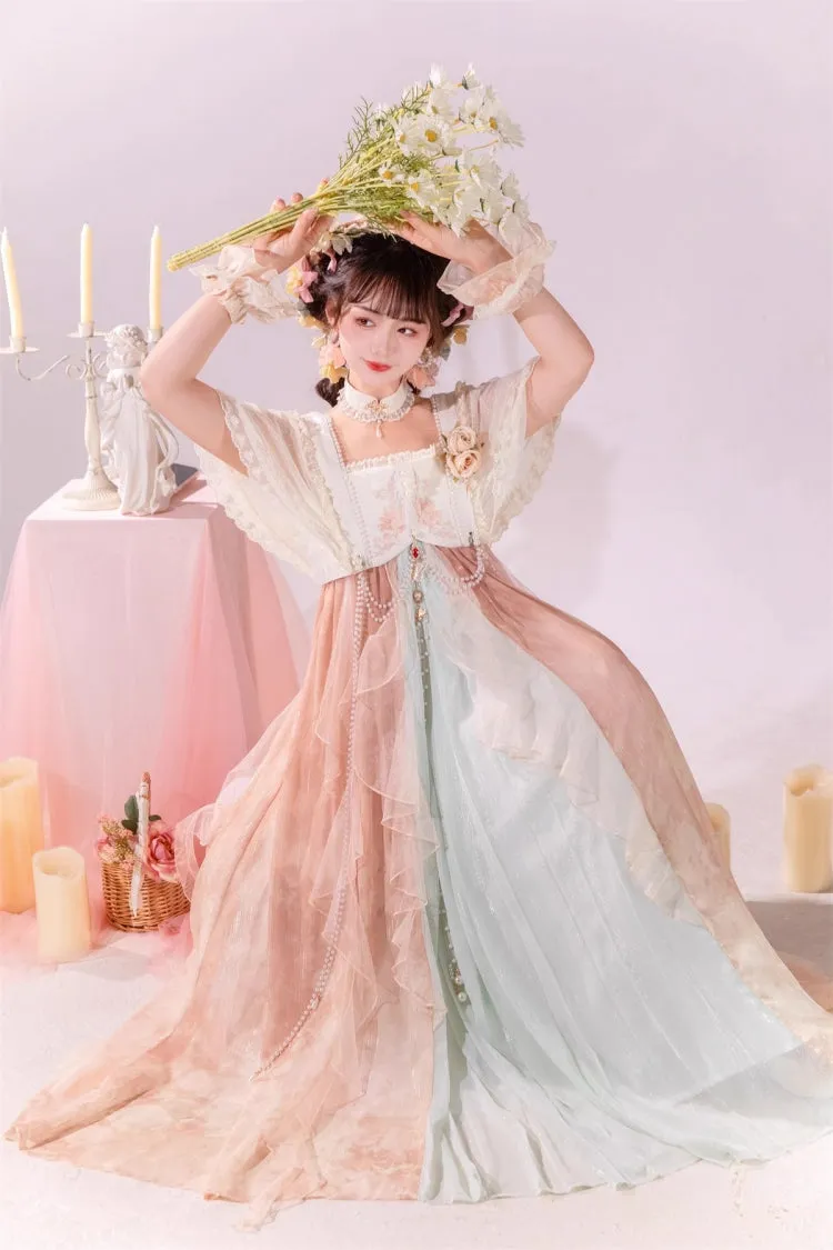 Multi-Color Ruffle Lace Sweet Chinese Style Elegant Princess Lolita Jsk Dress Set