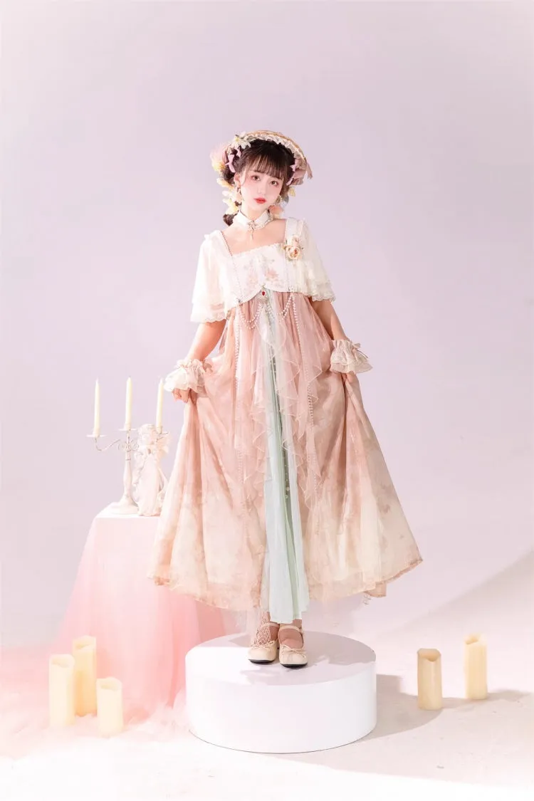 Multi-Color Ruffle Lace Sweet Chinese Style Elegant Princess Lolita Jsk Dress Set