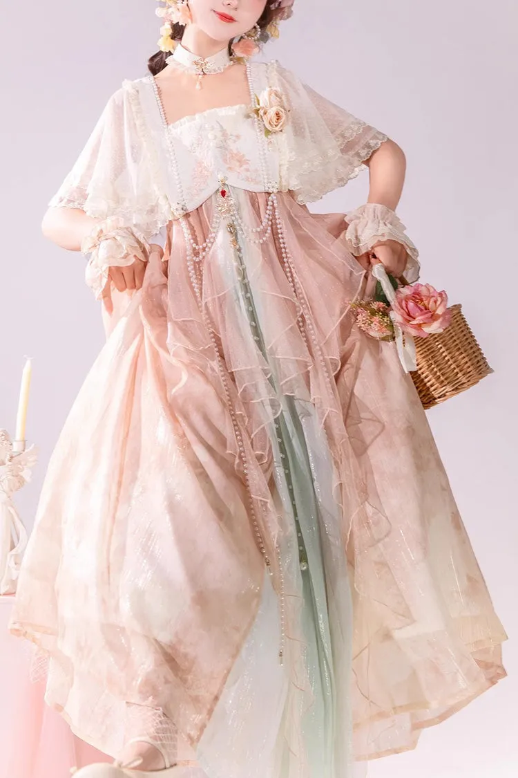 Multi-Color Ruffle Lace Sweet Chinese Style Elegant Princess Lolita Jsk Dress Set