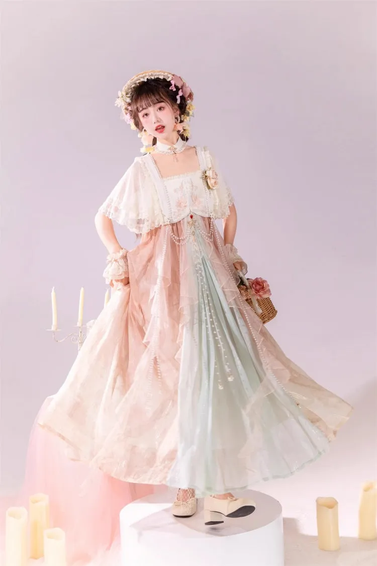 Multi-Color Ruffle Lace Sweet Chinese Style Elegant Princess Lolita Jsk Dress Set