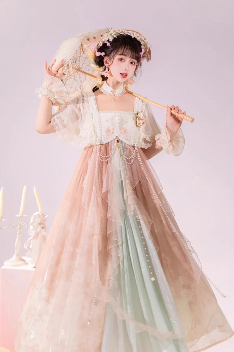 Multi-Color Ruffle Lace Sweet Chinese Style Elegant Princess Lolita Jsk Dress Set