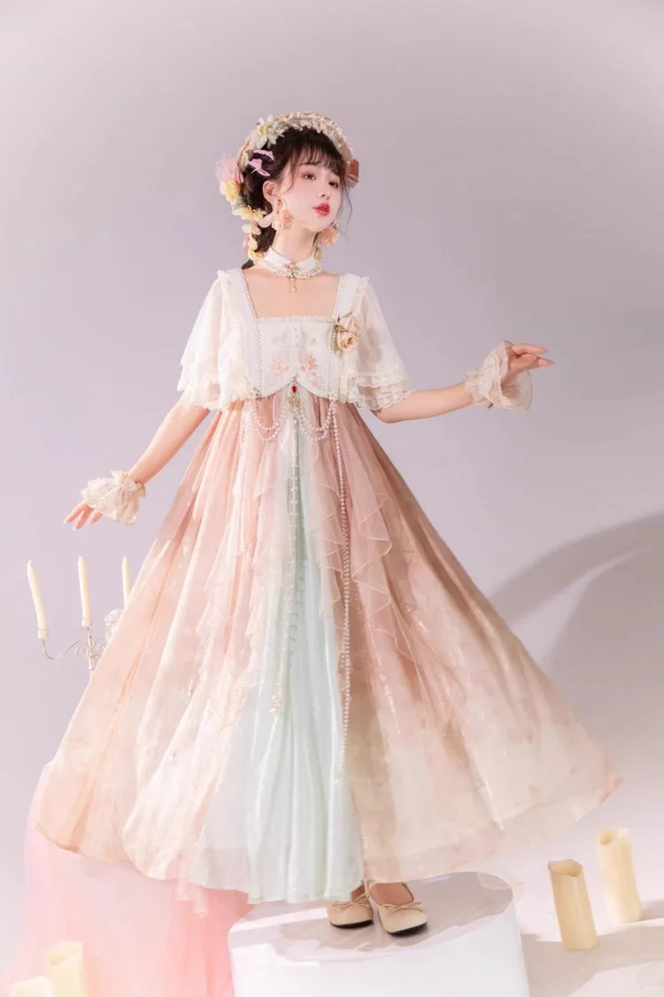 Multi-Color Ruffle Lace Sweet Chinese Style Elegant Princess Lolita Jsk Dress Set