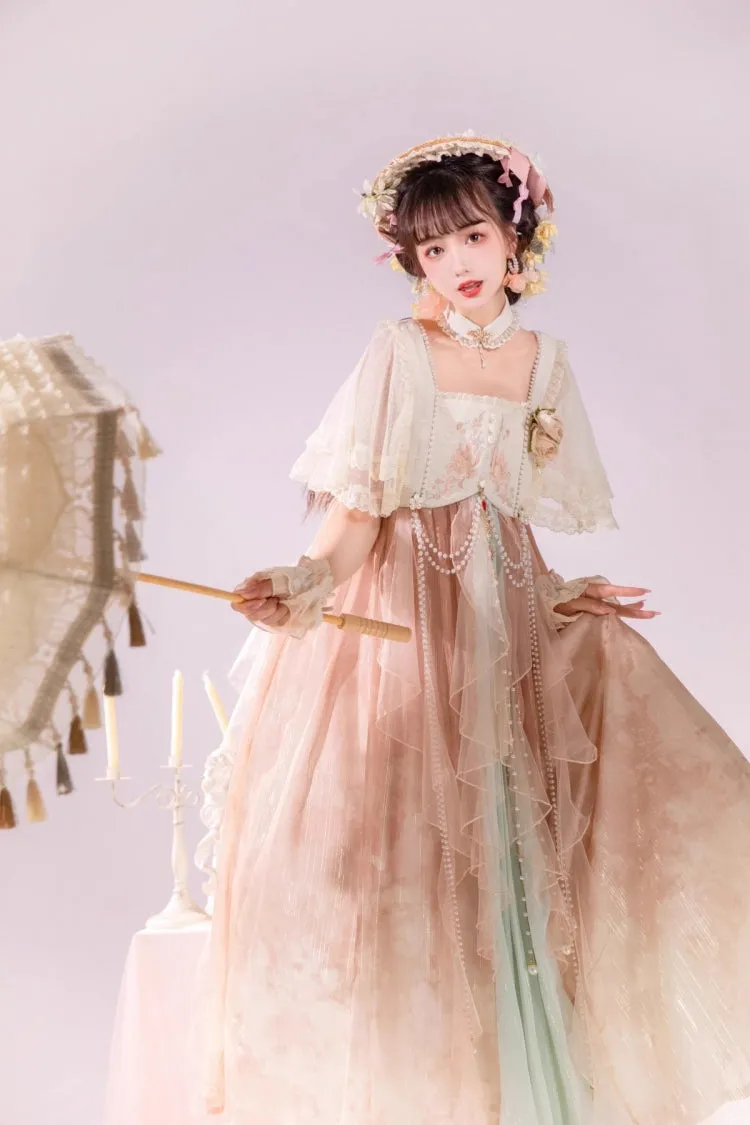 Multi-Color Ruffle Lace Sweet Chinese Style Elegant Princess Lolita Jsk Dress Set