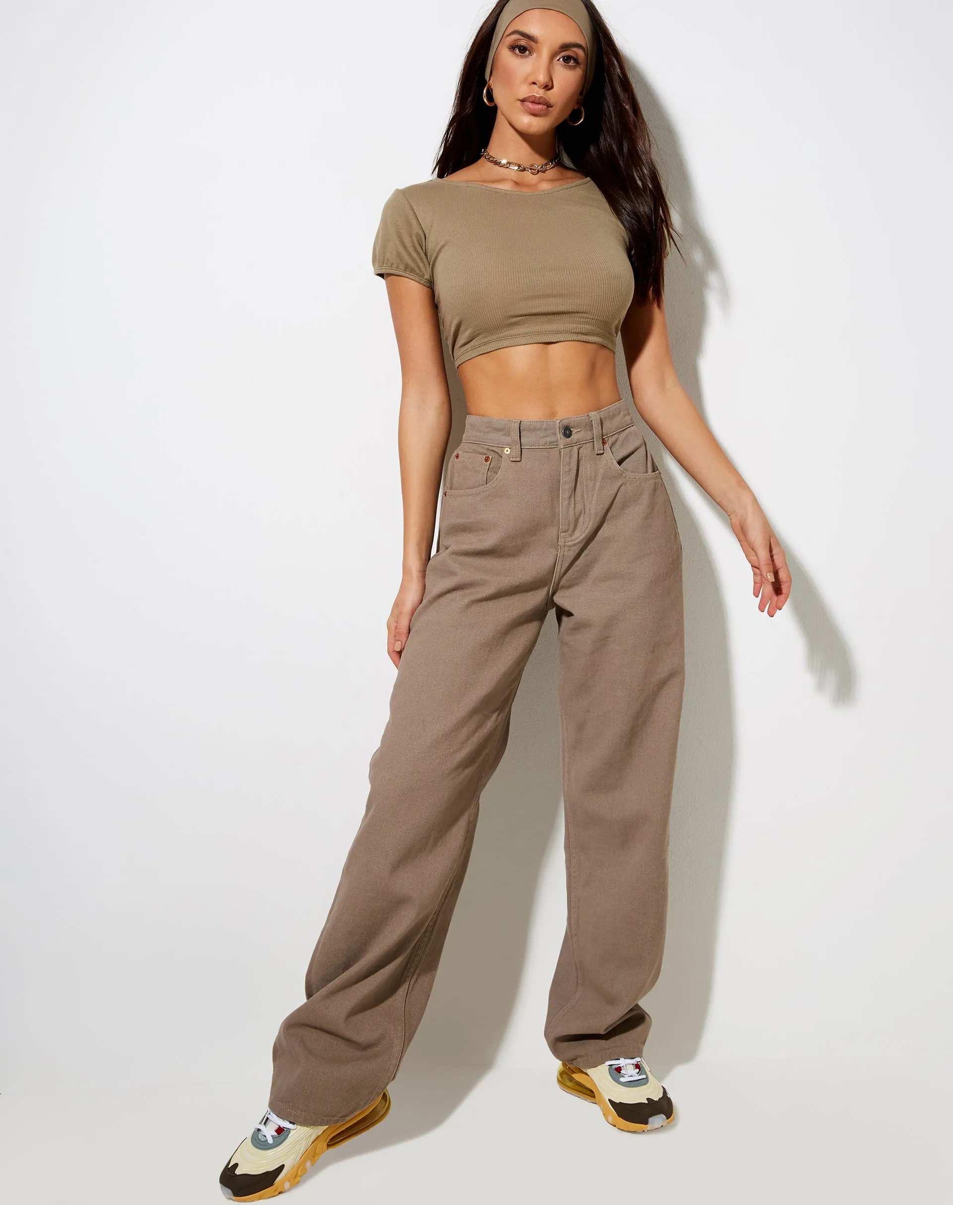 Natka Crop Top in Rib Eucalyptus