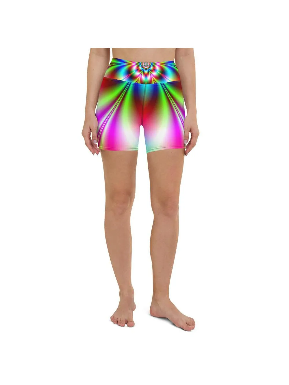 Psychedelic Neon Yoga Shorts