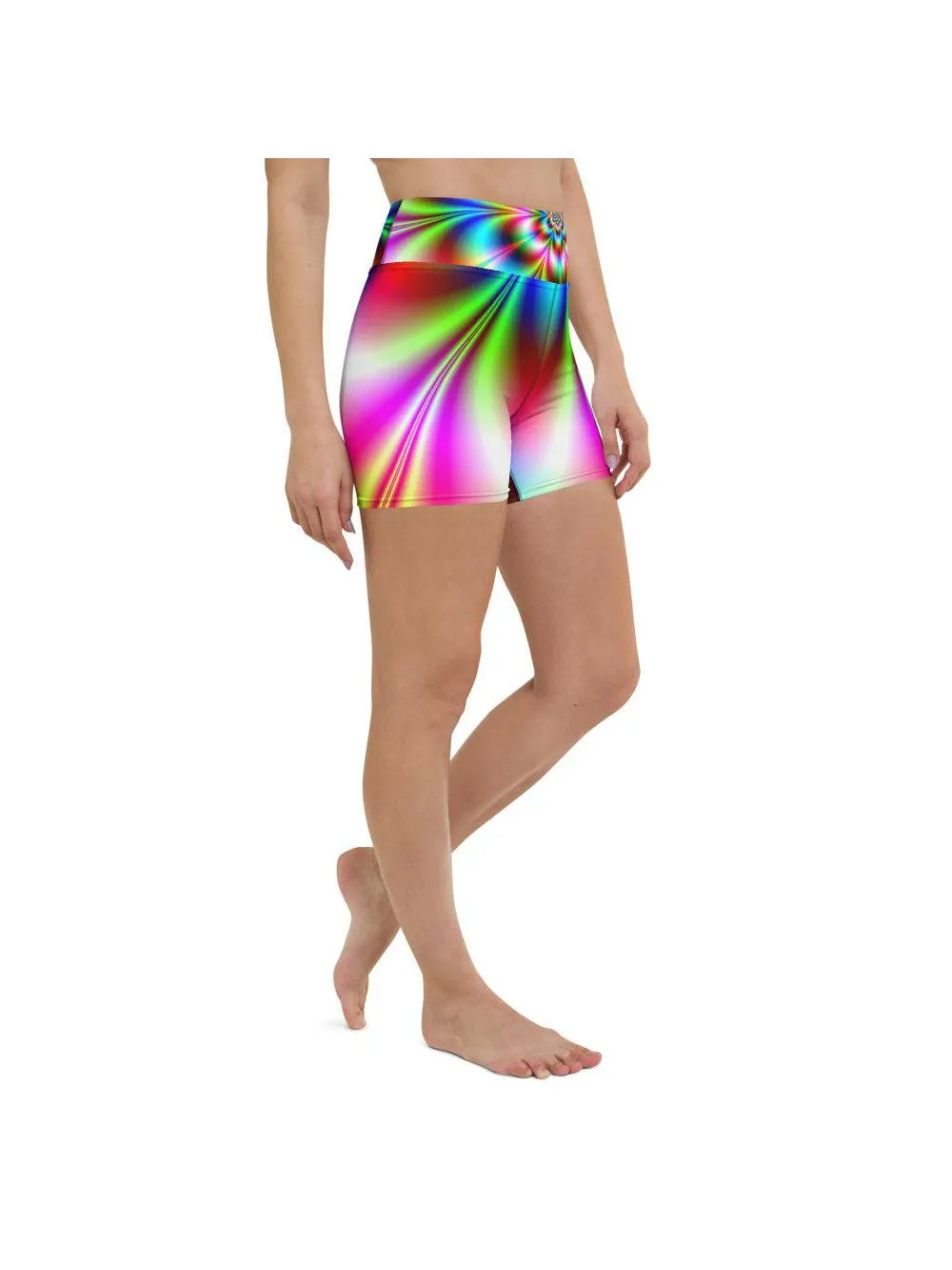 Psychedelic Neon Yoga Shorts