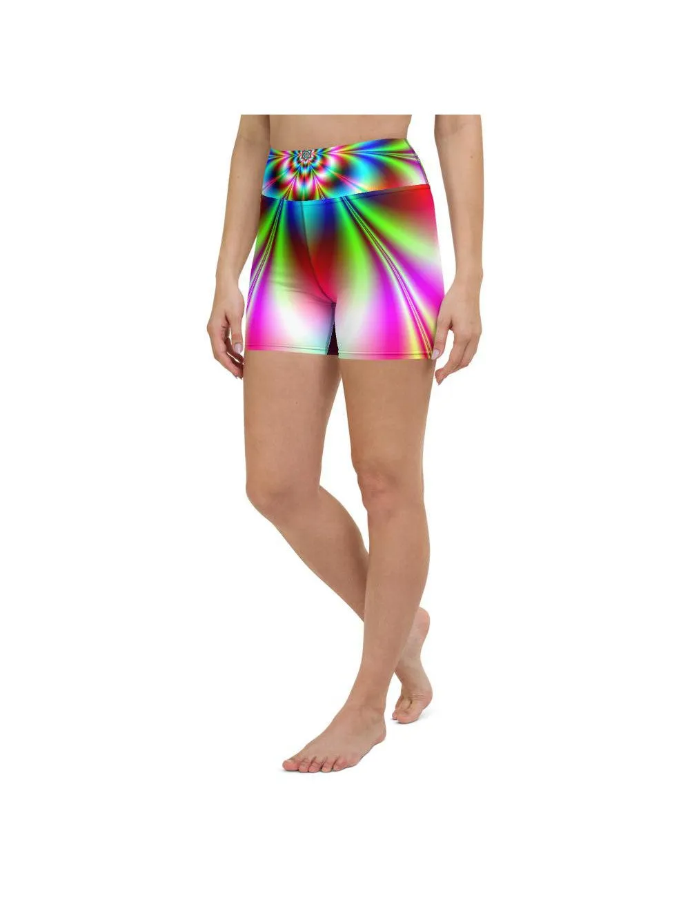 Psychedelic Neon Yoga Shorts