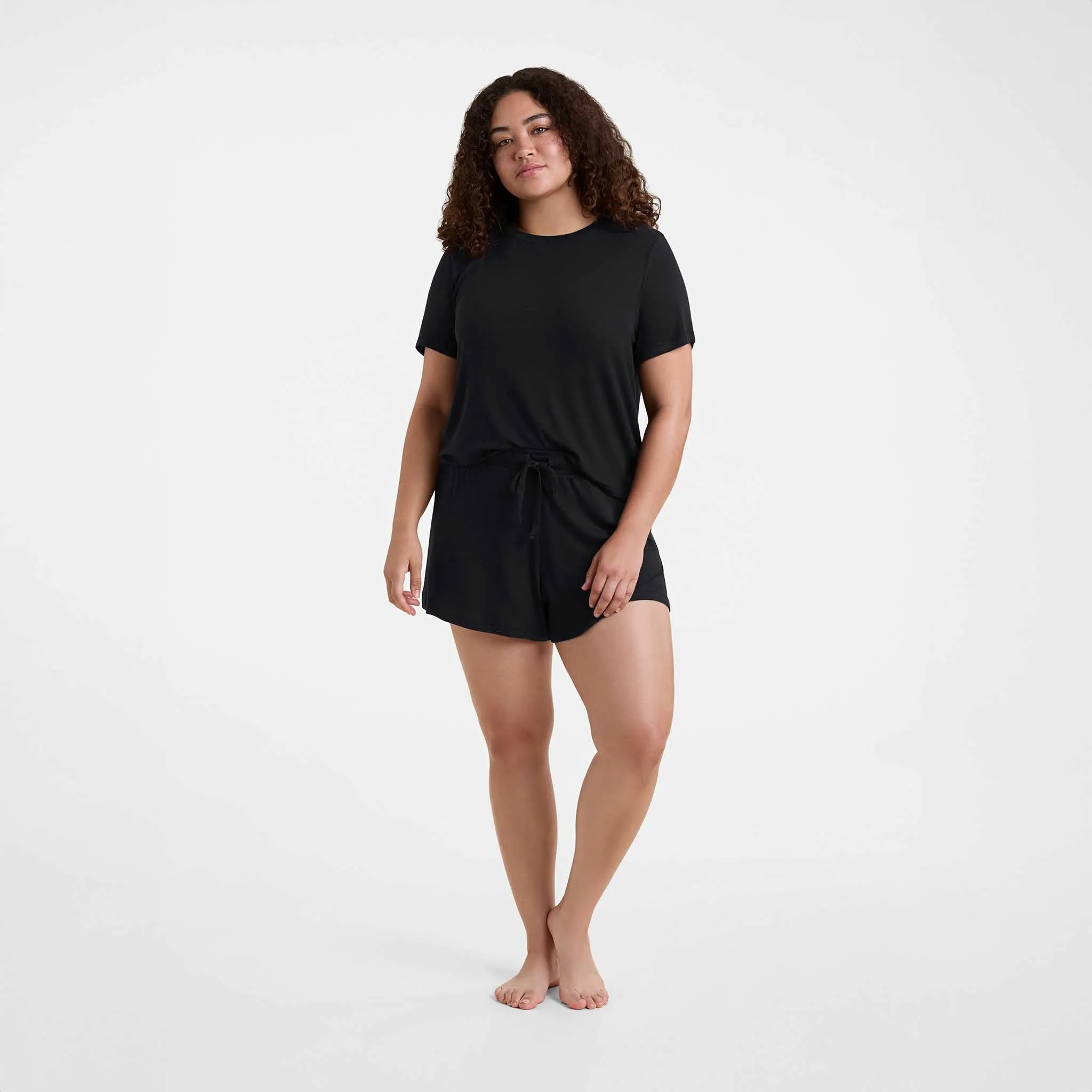 Ribbed Pajama Short Set | Black