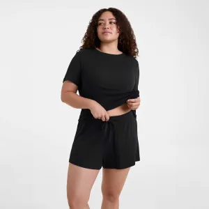 Ribbed Pajama Short Set | Black