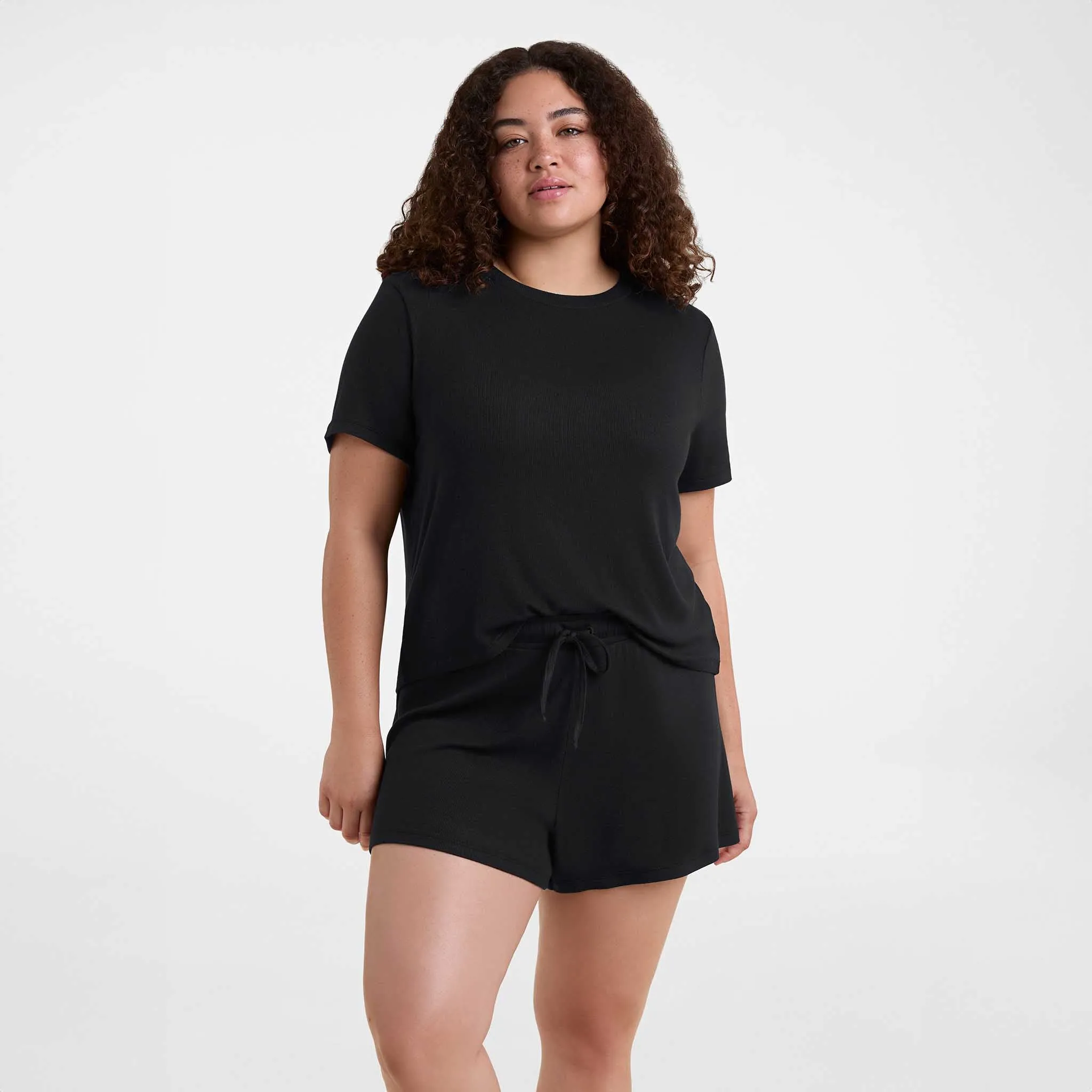 Ribbed Pajama Short Set | Black