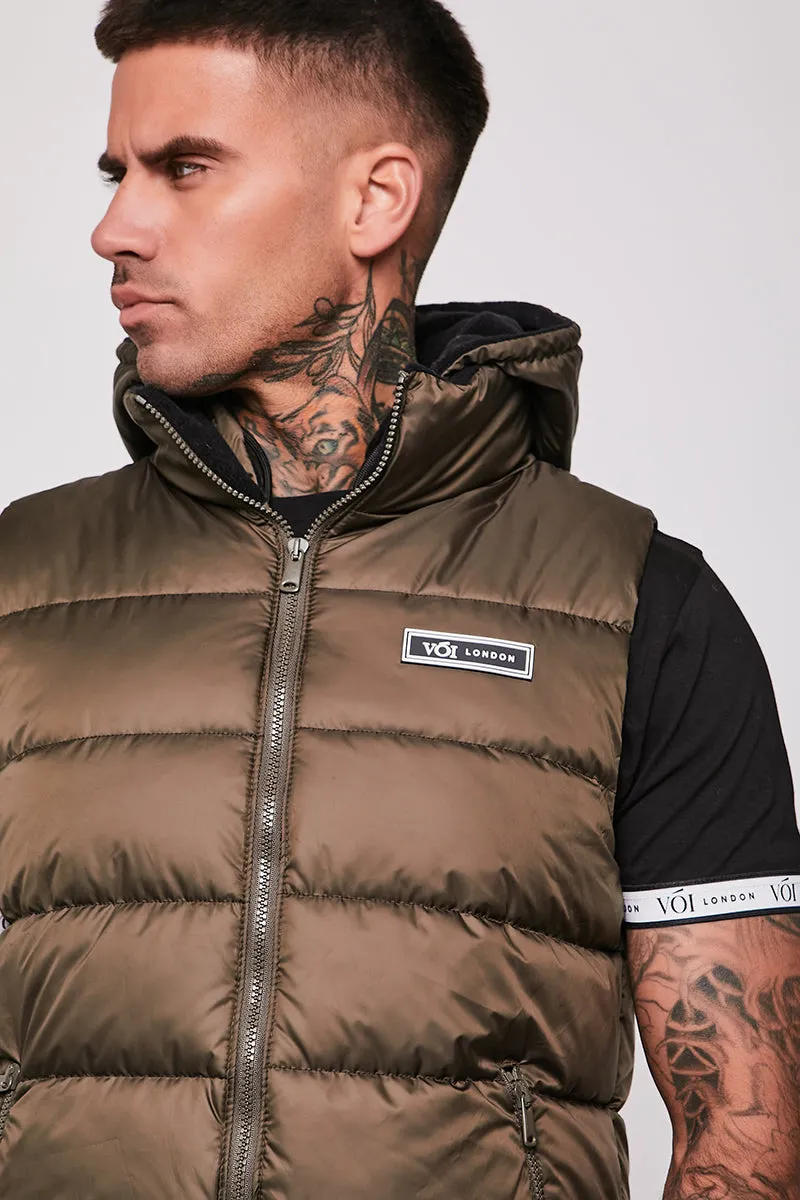 Stamford Brook Hooded Puffer Gilet Khaki