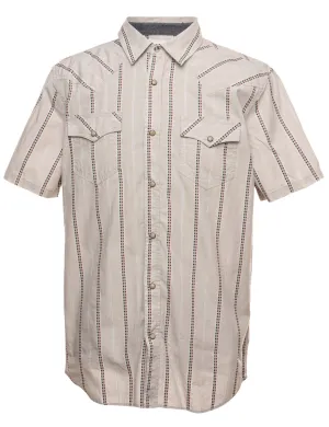 Striped Beige Western Shirt - M