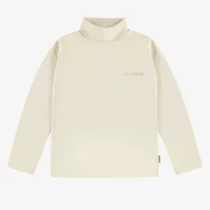 T-shirt crème à manches longues avec col roulé, enfant || Cream long sleeves t-shirt with turtleneck, child