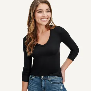 Valley Rib V-Neck (Black)