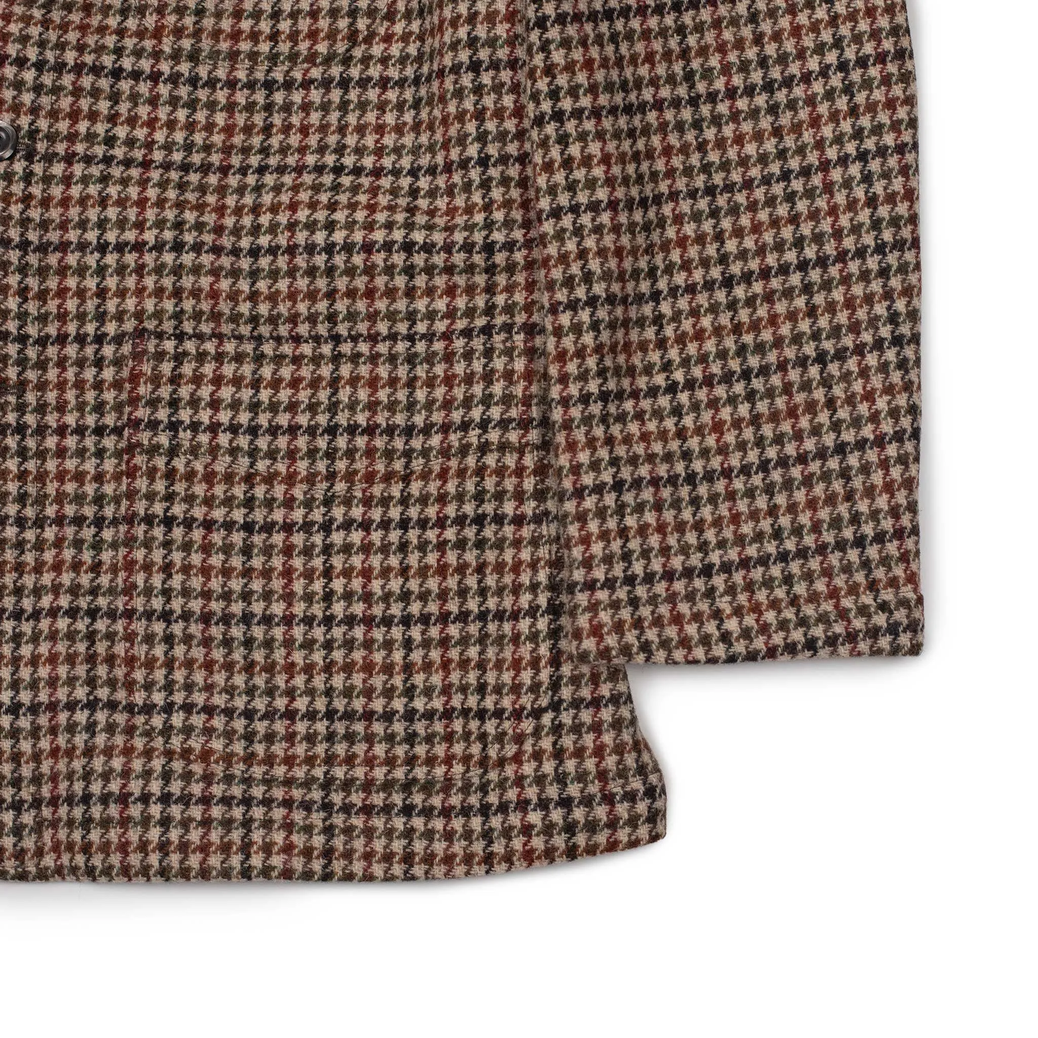 Winter Plage coat in beige, rust and green Harris Tweed wool