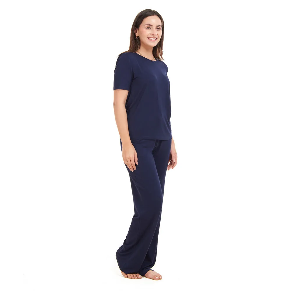 Women summer pajama set Dark blue shirt   Pants