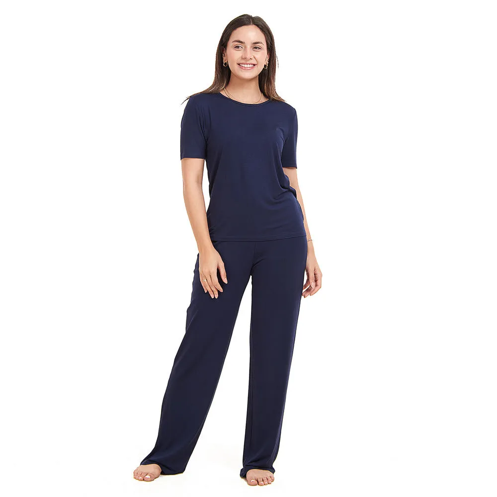 Women summer pajama set Dark blue shirt   Pants