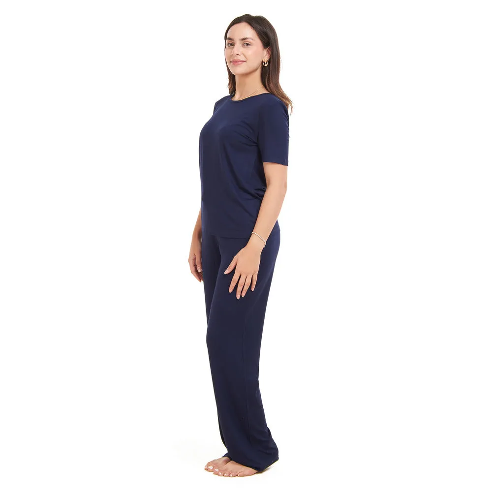 Women summer pajama set Dark blue shirt   Pants