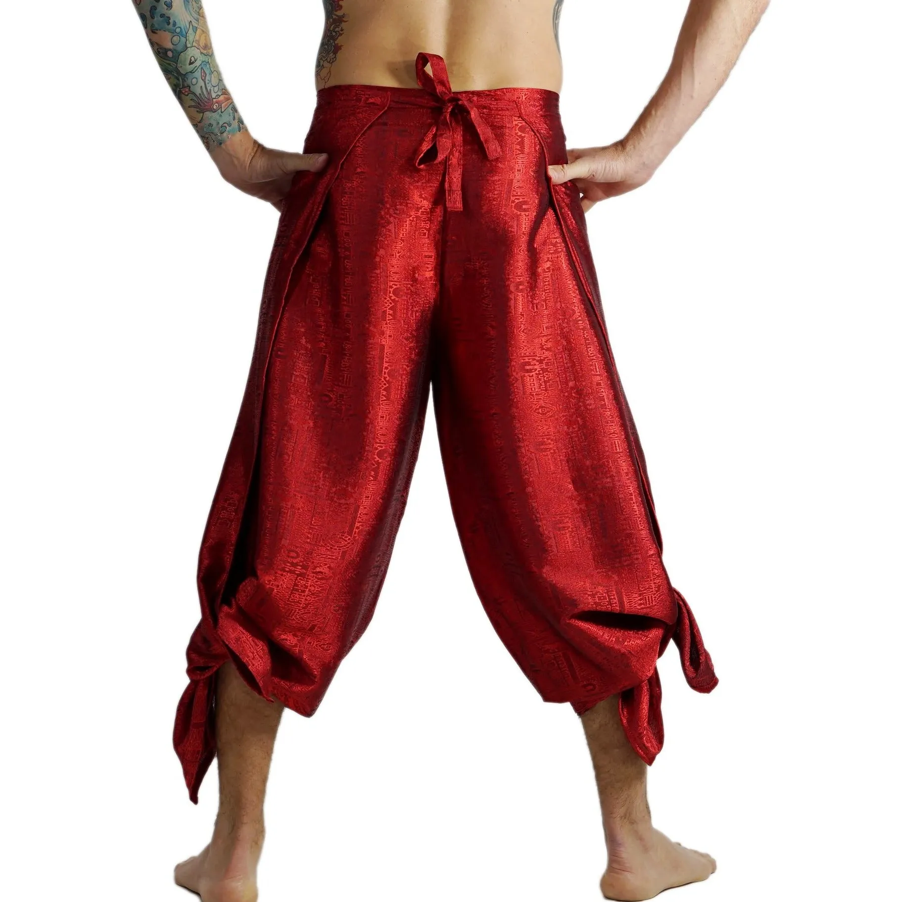 'Wrap Pants' Silk Red